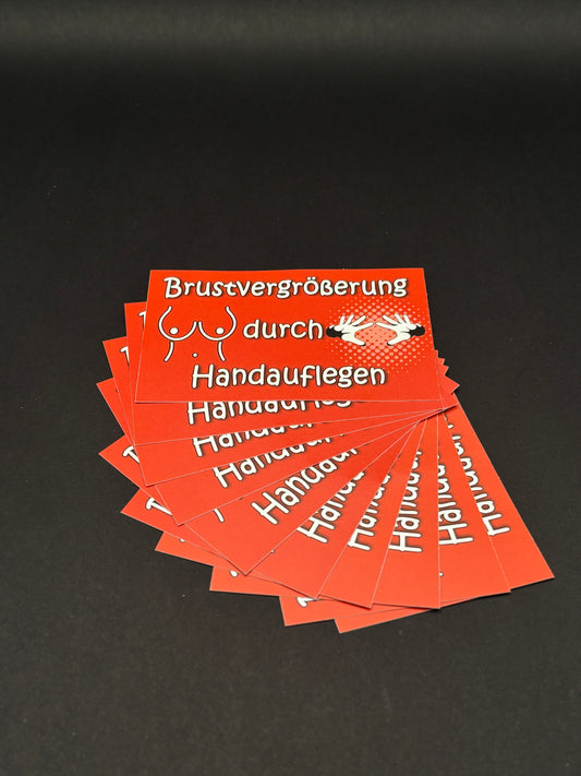 Sticker "Brustvergrößerung durch Handauflegen"