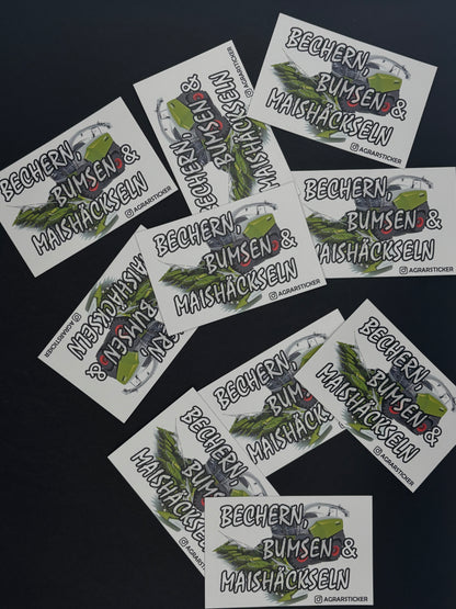 Sticker Instagram "Bechern B*msen & Maishäckseln"