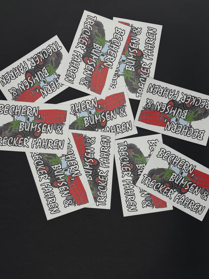 Sticker "Bechern B*msen & Trecker fahren"